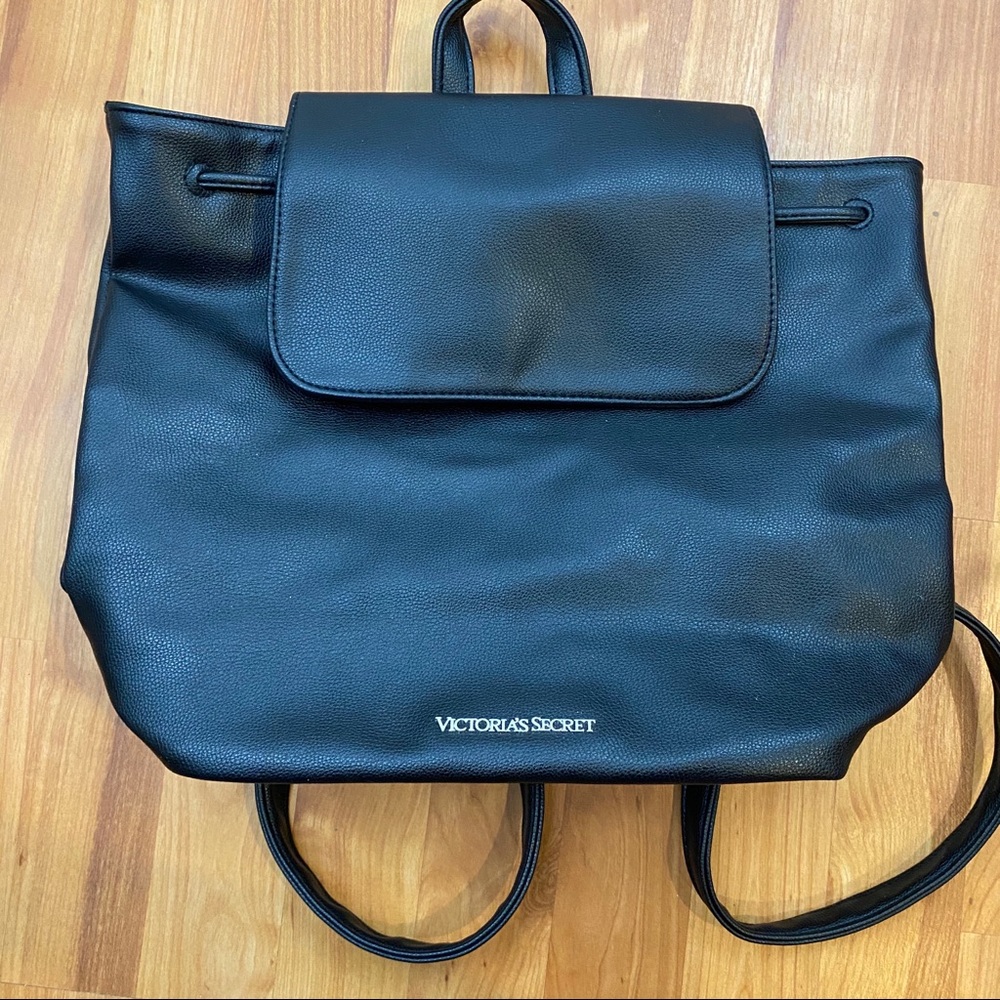 Victoria’s Secret black vegan leather backpack